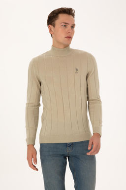 Erkek Slim Fit Yar_m Bal_k__ Yaka A__k Haki Kazak - U.s. polo assn фото 3