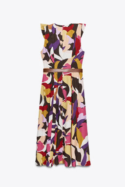 PRINTED POPLIN MIDI DRESS - Zara фото 9