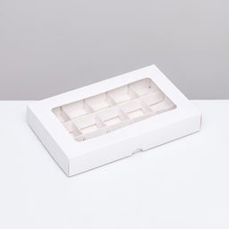 Цена за 2 шт. Коробка для 15 конфет, белая, 13.7×22×3.5 см