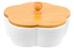 Банка д/печенья 19,5*19,5*10 см 900 мл Цветок Розы с дерев. крышкой