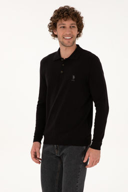 Erkek Slim Fit Polo Yaka Siyah Basic Kazak - U.s. polo assn фото 9