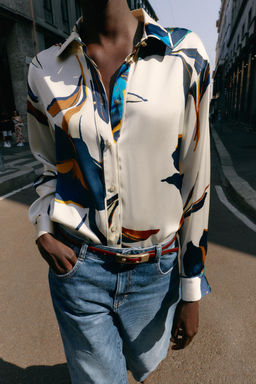 FLORAL PRINT SATIN SHIRT - Zara фото 4