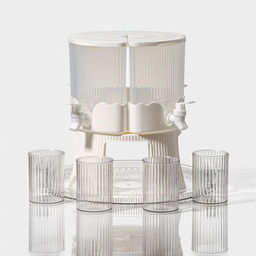 Диспенсер для напитков вращающийся Доляна, 4 отделения 1.6 л, 4 стакана 350 мл, белый