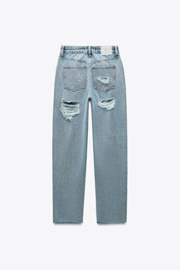 Z1975 STRAIGHT HIGH-WAIST RIPPED JEANS - Zara фото 7