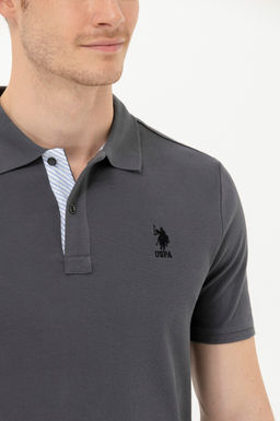 Мужская базовая футболка с воротником поло антрацитового цвета - U.s. polo assn фото 7