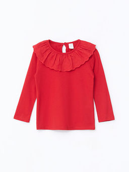 Bisiklet Yaka Uzun Kollu Nak??l? K?z Bebek Ti??rt