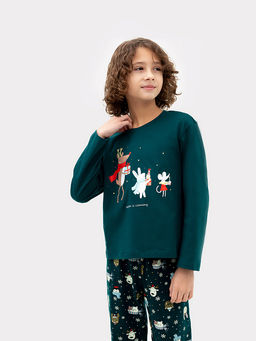 Комплект для мальчиков (джемпер, брюки) зеленый со зверятами - Mark formelle фото 5