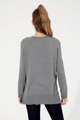 U. S. Polo Assn Женский серый меланжевый базовый свитер с круглым вырезом - U.s. polo assn фото 11