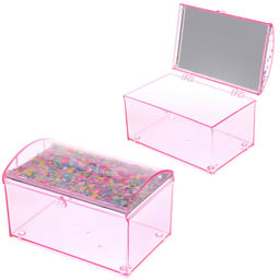 Цена за 3 шт. Шкатулка пластиковая с зеркалом "KiKi HAUS", сундучок, цвет розовый, 14.5*9.5*9см (в пакете)