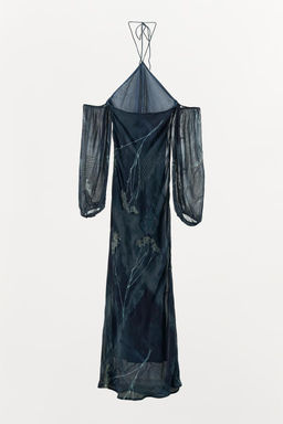 HALTER NECK DRESS WITH METALLIC THREAD AND BEADS - Zara фото 4
