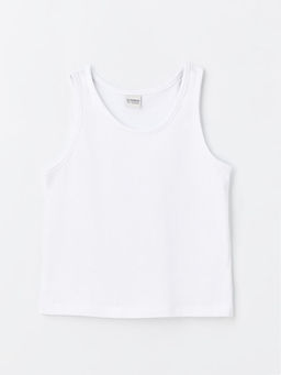 Bisiklet Yaka Bask?l? K?z ?ocuk Crop Ti??rt ve Atlet - Waikiki фото 3