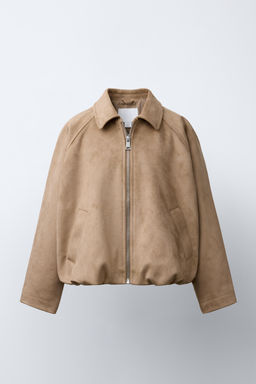 FAUX SUEDE BALLOON JACKET