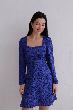 Платье с вырезом каре синее - Martichelli фото 19