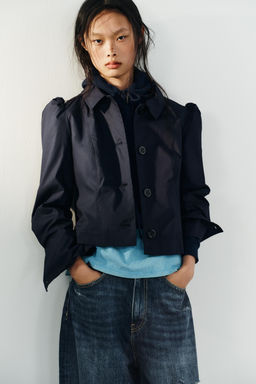 BLAZER CORTA FRUNCES HOMBRO / Azul - Zara фото 2