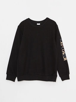 Bisiklet Yaka Bask?l? Uzun Kollu Erkek ?ocuk Ti??rt