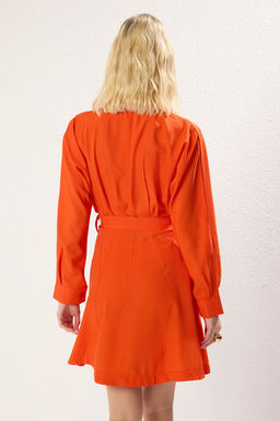 TRENDYOLMILLA Mavi Kusakl? Cizgili Mini Dokuma Gomlek Elbise TWOAW25EL00154  фото 22