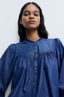 Blusa denim con ribetes de volante - H&m фото 2