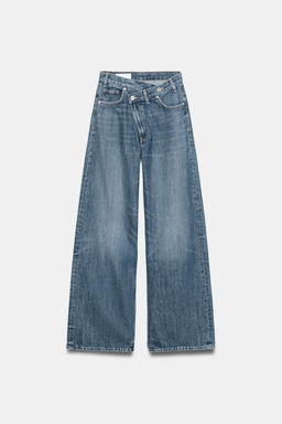 JEANS TRF WIDE LEG CINTURA CRUZADA TIRO ALTO / Azul / Gris - Zara фото 7