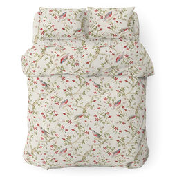 Постельное белье, комплект 1,5 спальный Райские птицы 4 предмета: пододеяльник 145х215см, простыня 150х220см, 2 наволочки 70х70см с клапаном-запахом, сатин 108г/м2, хлопок 100%, подарочная коробка 50х36,5х7см с ПВХ вставкой 47х34х5см (200мк), Дома - Домашняя мода фото 2