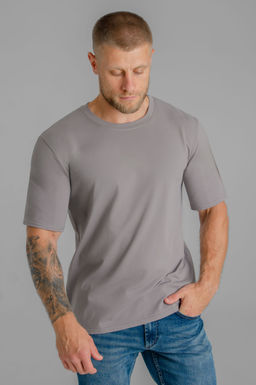 Арт. 67114/10 Футболка мужская однотонная с лайкрой 48-58 (6 шт) Цвет:серо-бежевый