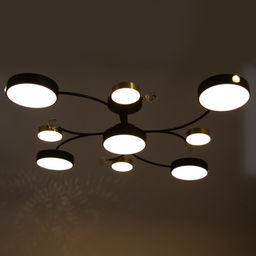 Люстра «Терра» 9хLED 168 Вт 3000-6000К черно-золотой 80×80×21 см BayerLux