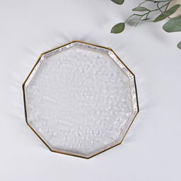 Поднос Fairyshine, 24×3 см, с золотой отводкой, стекло, прозрачный