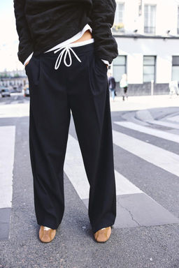 WIDE-LEG TROUSERS WITH DOUBLE WAISTBAND - Zara фото 10