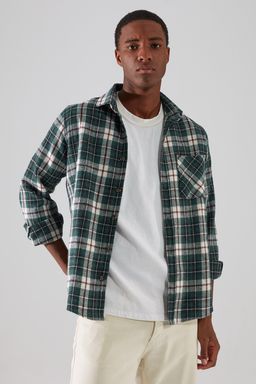 TRENDYOL MAN Yesil Slim Fit Oduncu Ekose Dugmeli Yaka K?sl?k Gomlek TMNAW22GO0045 - Trendyolmilla фото 7