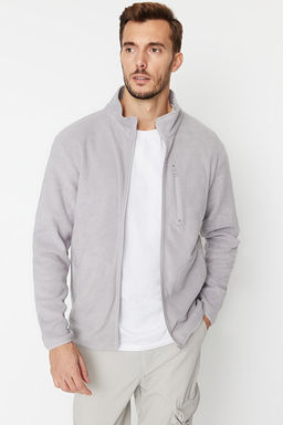 Gri Regular/Normal Kesim Fermuarl_ S_cak Tutan Kal_n Anti-pilling Polar Sweatshirt TMNAW23HI00050 - Trendyolmilla фото 2