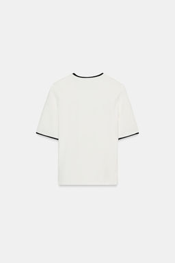 CONTRASTING TRIM SLOGAN T-SHIRT - Zara фото 13