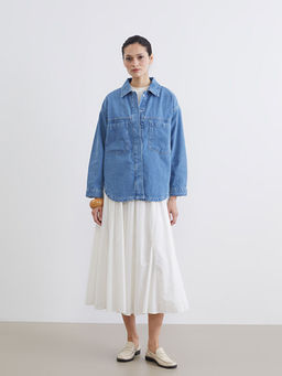 G?mlek Yaka Kad?n Jean Ceket