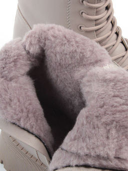 04-PAM439-2Z GRAY/BEIGE Ботинки зимние женские (натуральная кожа, 100% шерсть)