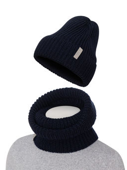 Комплект вязаный темно-синий Ш-118 (56-58)