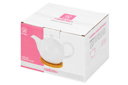 Чайник 900 мл 22,5*13*14 см "Шелк" на деревянной подставке