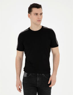 Siyah Slim Fit Bisiklet Yaka Triko Ti__rt