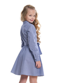 Платье из набивного хлопка с пояском UD 3736 син круп клетка - Mini maxi фото 10