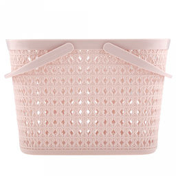 "Домашняя мода" Корзина пластмассовая для хранения "Вязанка" 26х18см h18см, с ручками, розовый (Китай)