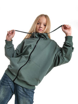 Толстовка на молнии с капюшоном 22-7653 хаки