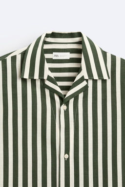STRIPED VISCOSE/LINEN BLEND SHIRT - Zara фото 8