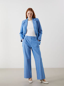 Standart Fit Keten G?r?n?ml? Kad?n Pantolon