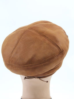 1151-1 BROWN Берет зимний женский (искусственная замша, искусственный мех)