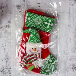 Носок для подарков Подарочек Снеговик, 18х25 см, красно-зелёный - Зимнее волшебство фото 2