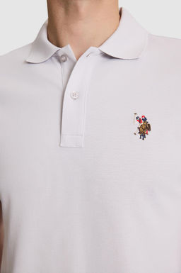 Erkek A__k Gri Regular Fit Polo Yaka Basic Ti__rt