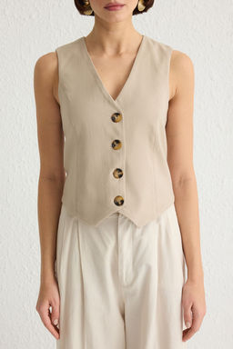 TRENDYOLMILLA Bordo Premium Dugmeli Crop Dokuma Yelek TWOAW24YE00061  фото 3