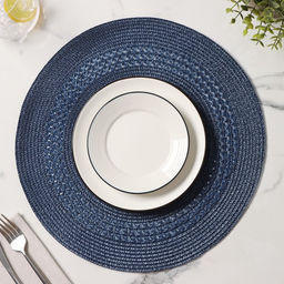 Салфетка сервировочная на стол Доляна Оскар, d=38 см, цвет синий  фото 6