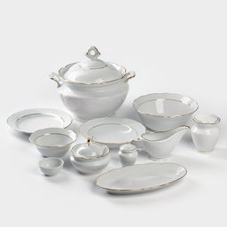 Сервиз столовый Добрушский завод «Бельё», 48 предметов, фарфор, белый