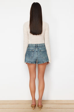 Mavi Yuksek Bel Mini Denim Sort TWOSS24SR00174