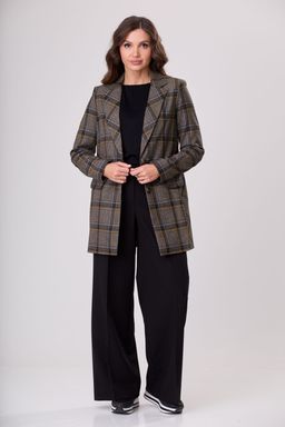 Жакет БелЭльСтиль 860 коричнево-желтая клетка фото 2