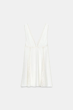 VESTIDO MINI QUILLAS ENCAJE / Blanco roto - Zara фото 5