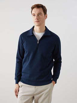 Polo Yaka Uzun Kollu Erkek Sweatshirt